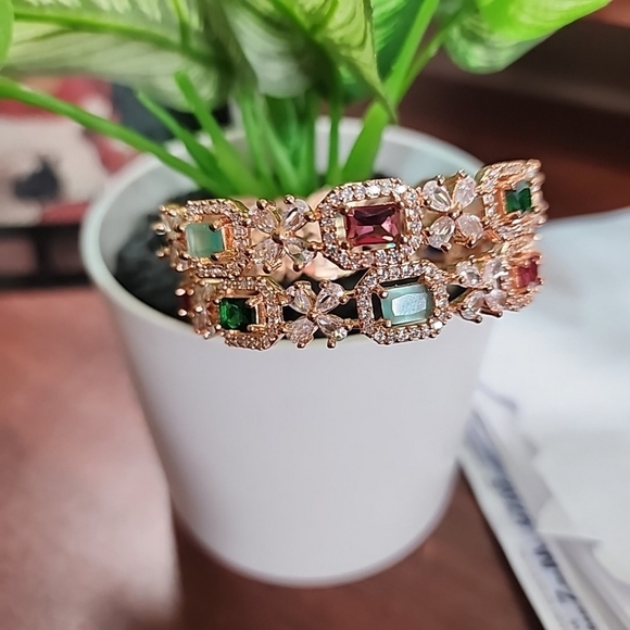 Rose Gold Indian CZ bangles - Picture 5 of 7